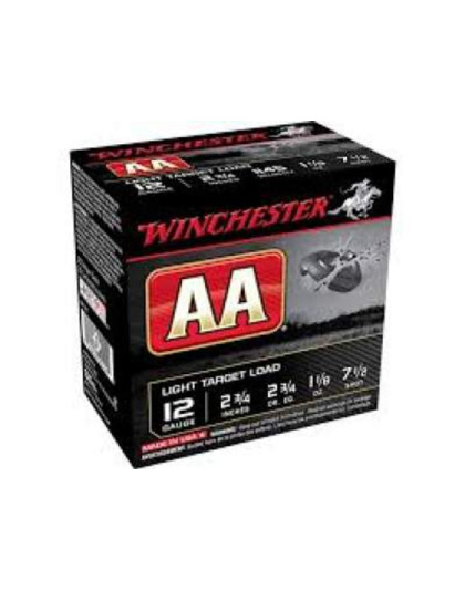Winchester 12 GA AA 2 3/4" 1 1/8 oz 7 1/2 shot AA127 25 rounds Winchester 12 GA AA 2 3/4" 1 1/8 oz 7 1/2 shot AA127 25 rounds