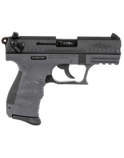 Walther 5120765 P22Q .22LR 3.42" Threaded Barrel 10+1 Black/Tungsten Gray Walther 5120765 P22Q .22LR 3.42" Threaded Barrel 10+1 Black/Tungsten Gray