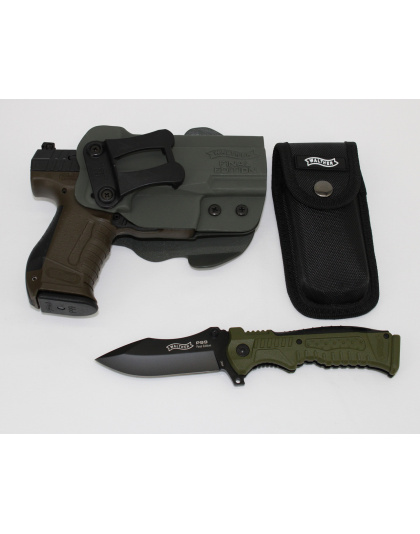 Walther 2874172CS P99 Final Edition Collector Set 9mm 4" 15+1 Black/OD Green W/ Holster and Knife Walther 2874172CS P99 Final Edition Collector Set 9mm 4" 15+1 Black/OD Green W/ Holster and Knife